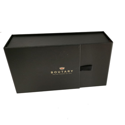 Two door black gift box with foam insert